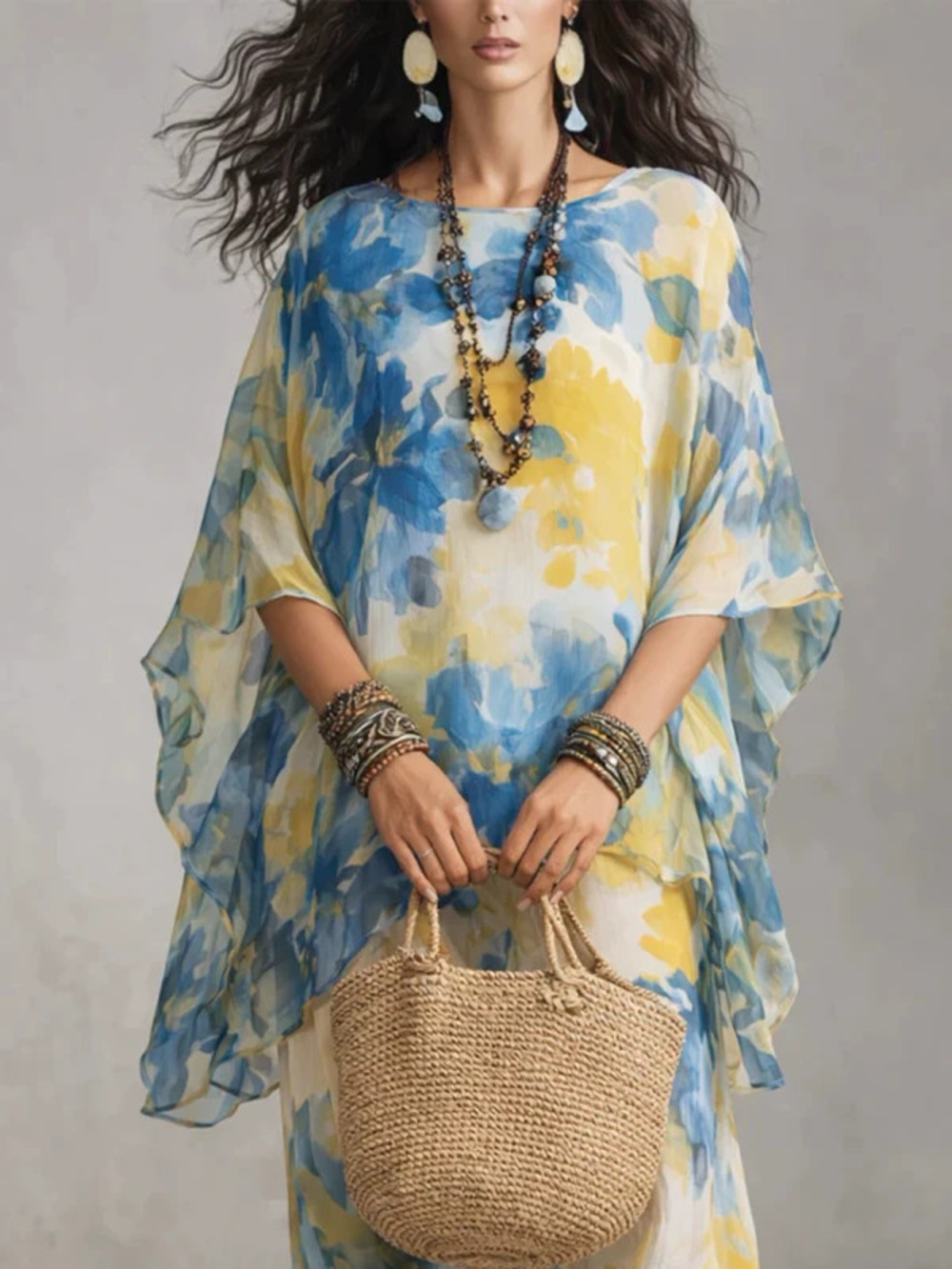 Elegant Summer Vacation Loose Two Piece Dress Set